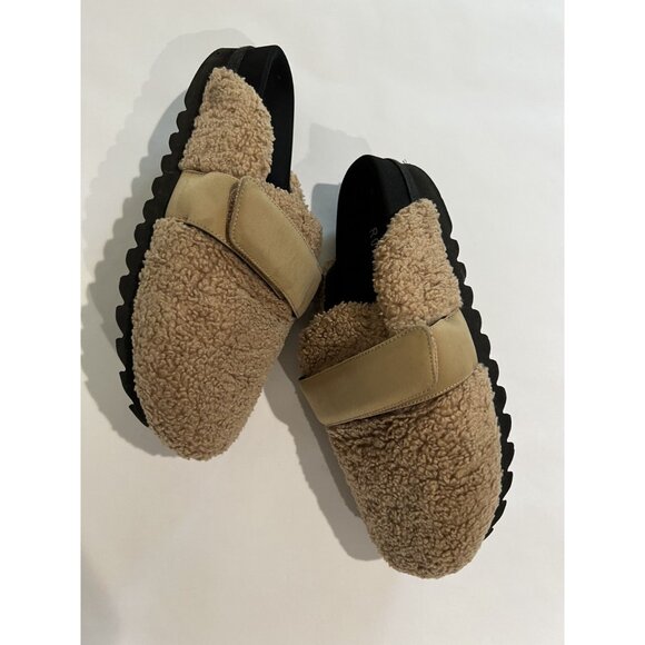 ROAM Fuzzy Loafer Mule in Beige Faux Shearling - Picture 4 of 6